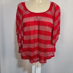 Stargazer red and silver glitter top size medium. Cropped and flowy Y2K